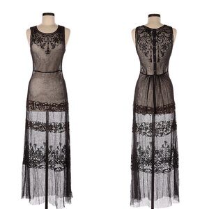 Johnny Was Biya Embroidered Lace Dress size S Brown Overlay Whimsigoth Dark